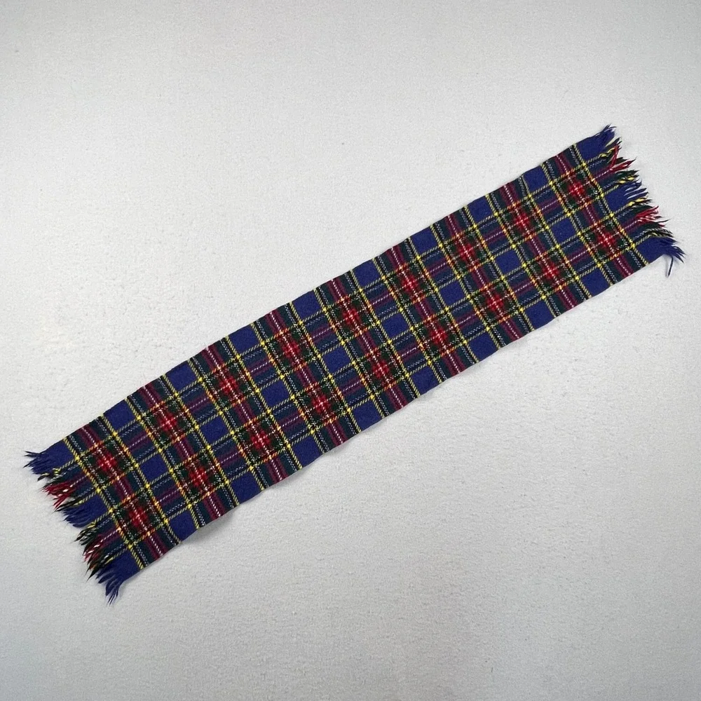 Kynoch Scarf Unisex Blue Plaid Wool Tartan Keith Scotland Vintage Scottie Dog